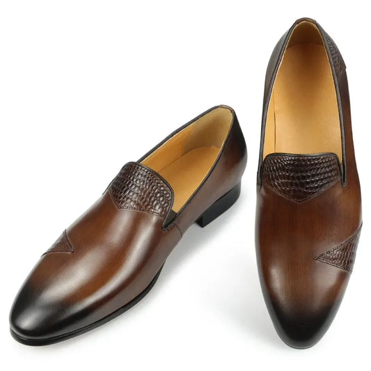Fashion Men Dress Driving Shoes Genuine Cow Leather Casual One-step Loafers Shoe Handmade Simplicity Luxury Leather Shoe