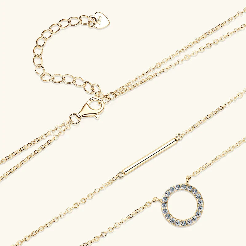 Moissanite Loop Pendant Necklace for Women 925 Sterling Silver Double Layer Clavicle Chain Necklaces Fine Jewelry Gifts