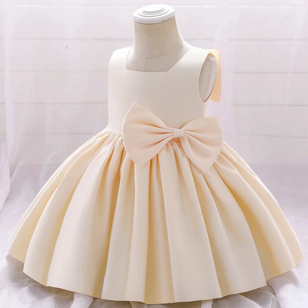 Big Bow Baby Girls Party Dress Toddler 1st Birthday Baptism Princess Kids Dresses for Girl White Wedding Prom Christmas Costumes