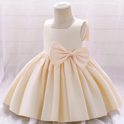 Big Bow Baby Girls Party Dress Toddler 1st Birthday Baptism Princess Kids Dresses for Girl White Wedding Prom Christmas Costumes