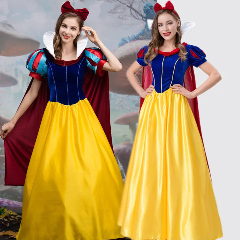 Adult Cosplay Dress Snow White Girl Princess Dress Women Adult Cartoon Princess Snow White Halloween Party Costume