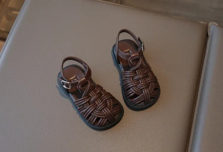 New Sandals Summer Children's Woven Casual Baby Shoes Girls Beach Shoes Slipper Size 22-31