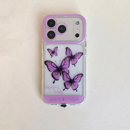 5 Color Change Luminous Call Light Up Flash Romantic Purple Butterfly Phone Cover Case for iPhone 17 16 15 14 13 Pro Max Plus