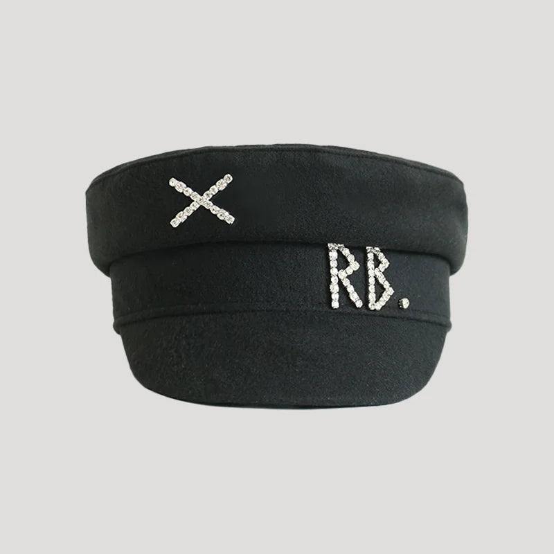 Autumn Winter Newsboy Caps Women Wool Diamond Letter Caps Baker Boy Cap S-XL
