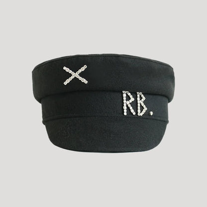 Autumn Winter Newsboy Caps Women Wool Diamond Letter Caps Baker Boy Cap S-XL