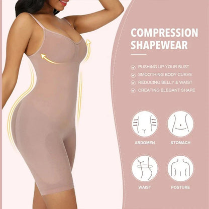 Women Waist Trainer Butt Lifter Seamless Bodysuit Shapewear Body Shaper Strappy-Back Chest Enhancing Corrective Underwear Corset