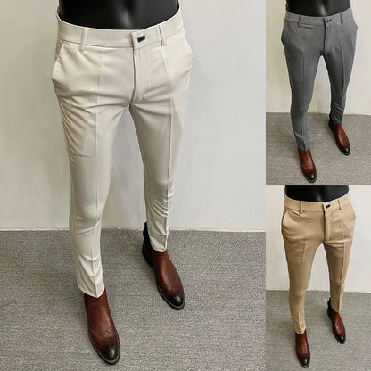 Men Suit Pants Hombre Pantalones 2026 Spring Stretch Slim Formal Trousers for Men Fashion Casual Stripe Dress Pants Men Clothing