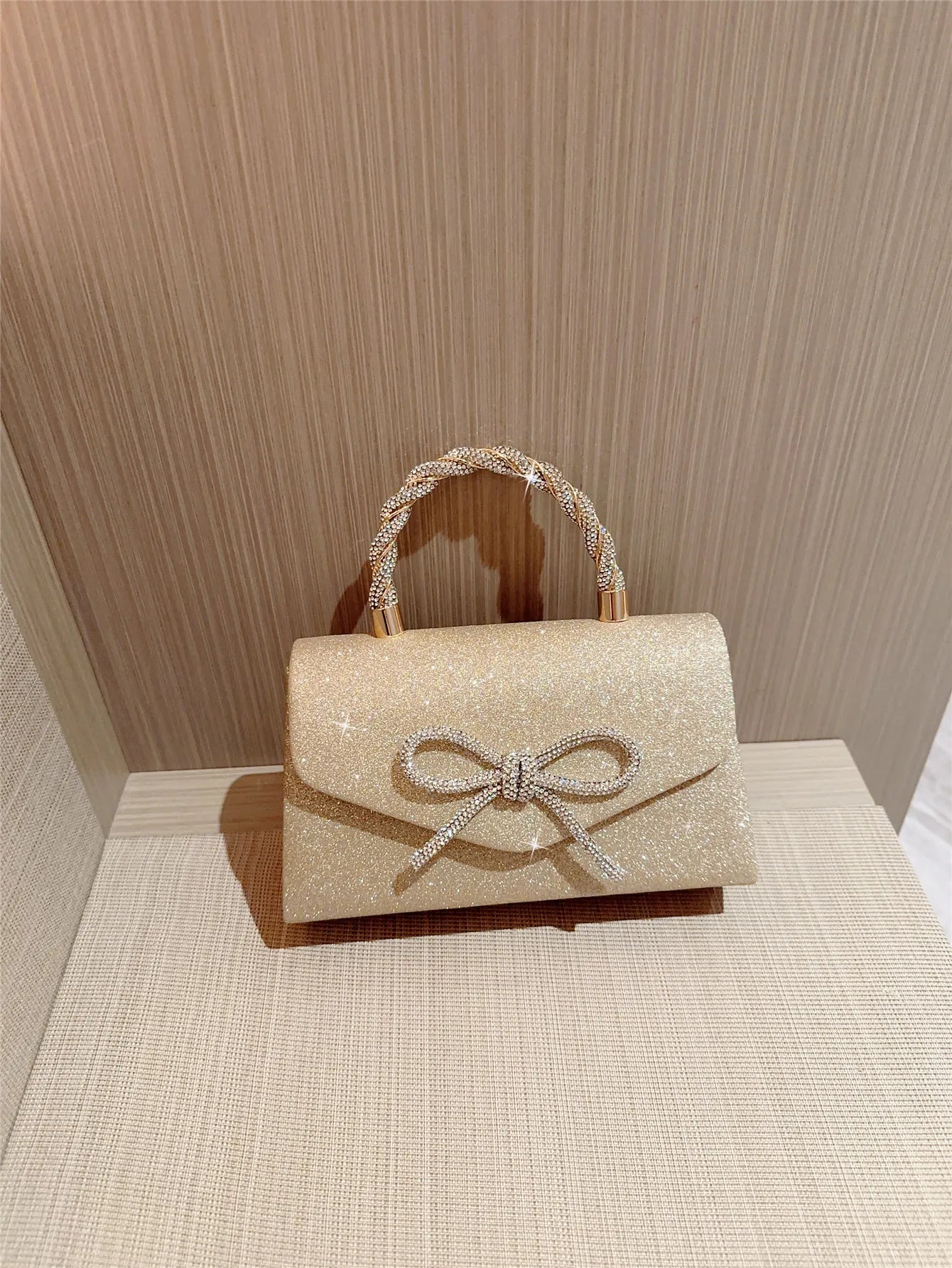 Evening Bag Dress Versatile European and American Clutch Bag Crossbody Celebrity Fashion Diamond Bow Chain Bag