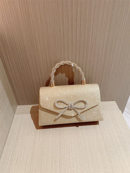 Evening Bag Dress Versatile European and American Clutch Bag Crossbody Celebrity Fashion Diamond Bow Chain Bag
