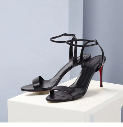 New slim heel nude sexy one-piece high-heeled sandals with feminine temperament, French women's comfortable high-heeled shoes