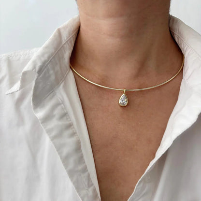Certified 3carat Waterdrop Moissanite Omega Collar Necklace S925 Silver Bezel Set Solitaire Pear Cut Diamond Pendant for Women