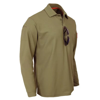 Men's Quick Dry pullover Long Sleeve Shirts Summer Plus Size Breathable Clothes Tactical Elastic Plain Turn-down T-shirts
