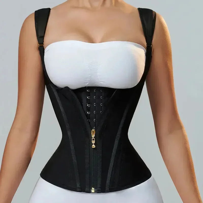 Fajas Body Shaper Shapewear Women Vest Tops Double Compression Waist Trainer Corset Adjustable Zipper and Hook-eyes