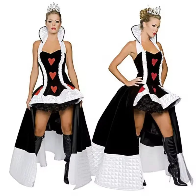 Sexy Queen of Hearts Costume Women Adult Fantasy Party Cosplay Fancy Sexy Costume Disfraz Adulto Halloween Carnival Dress Up