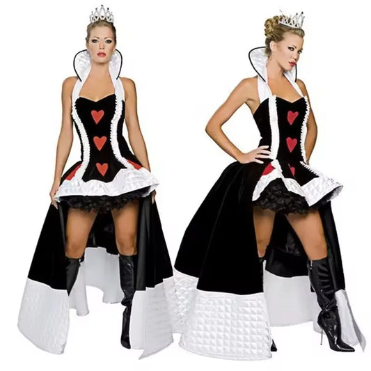 Sexy Queen of Hearts Costume Women Adult Fantasy Party Cosplay Fancy Sexy Costume Disfraz Adulto Halloween Carnival Dress Up