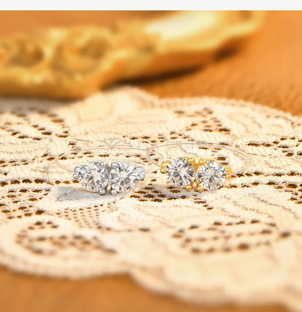 1.0CTW Round Cut Moissanite Rings for Women S925 Silver Trendy Transparent "Fishing Line" Ring Party Daily Wear Jewelry