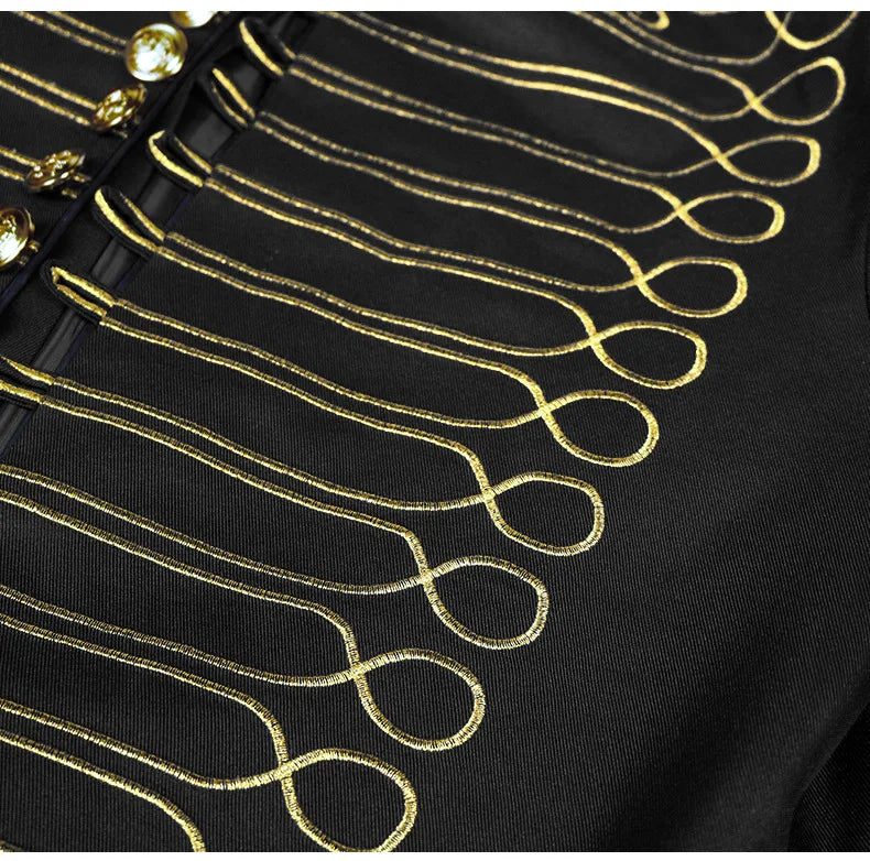 2025 New Black-gold/Silver Halloween Blazer Jacket for Men and Women,medieval Court Dress, Vintage Gothic Steam Drummer Costume