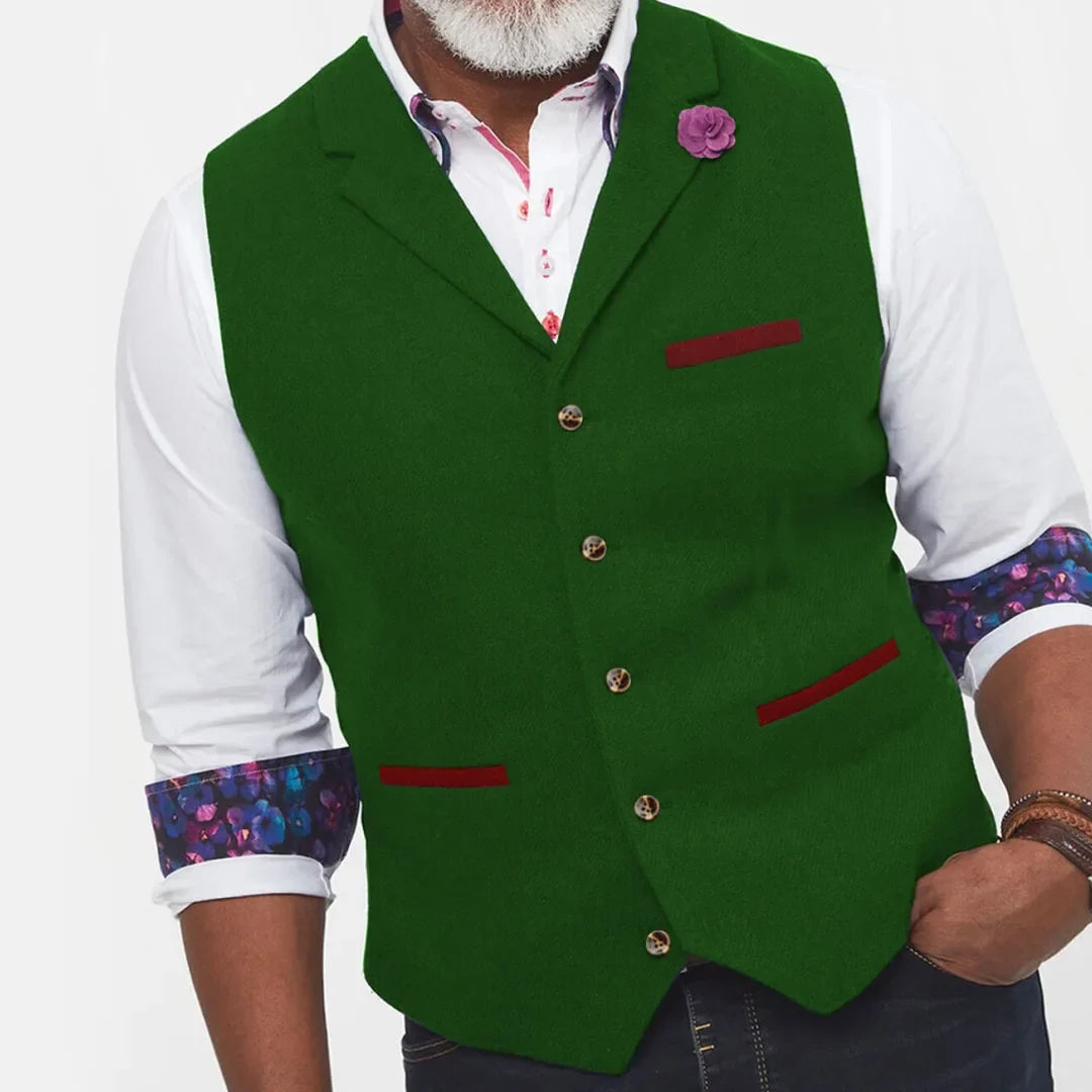 Men Vest Brown Herringbone With Lapel Single Button Waistcoat For Wedding Banquet Prom Business Work Casual Daily Men Suit Vest