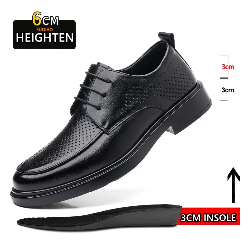 Big Size Elevator Shoes Men Leather Shoes Height Increasing Shoes For Man Increase Insole 6-8CM Invisible Heightening Lift Shoes