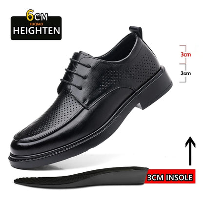 Big Size Elevator Shoes Men Leather Shoes Height Increasing Shoes For Man Increase Insole 6-8CM Invisible Heightening Lift Shoes