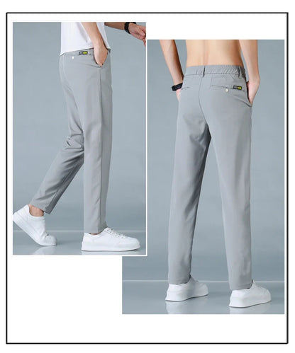 2025 Spring Summer Ultra-thin Men's Casual Pants Slim Straight Leg Elastic Waist Sports Jogging Trousers Fashion Men Golf Pants