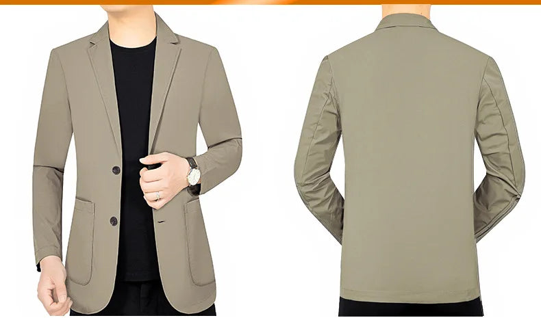 New Summer Man Thin Sunscreen Blazers Jackets Solid Business Casual Suits Coats Male Slim Elastic Blazers Jackets  Clothing 4XL