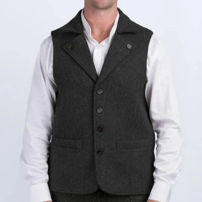Men Vest Coffee Herringbone With Lapel Single Button Waistcoat For Wedding Party Commute Business Office Work Daily Casual Vest