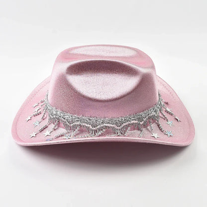 Women Sequin Fedora Hat With Rhinestone Ribbons Fashion Festival Party Wedding Dress Hats Cowgirl Jazz Cap