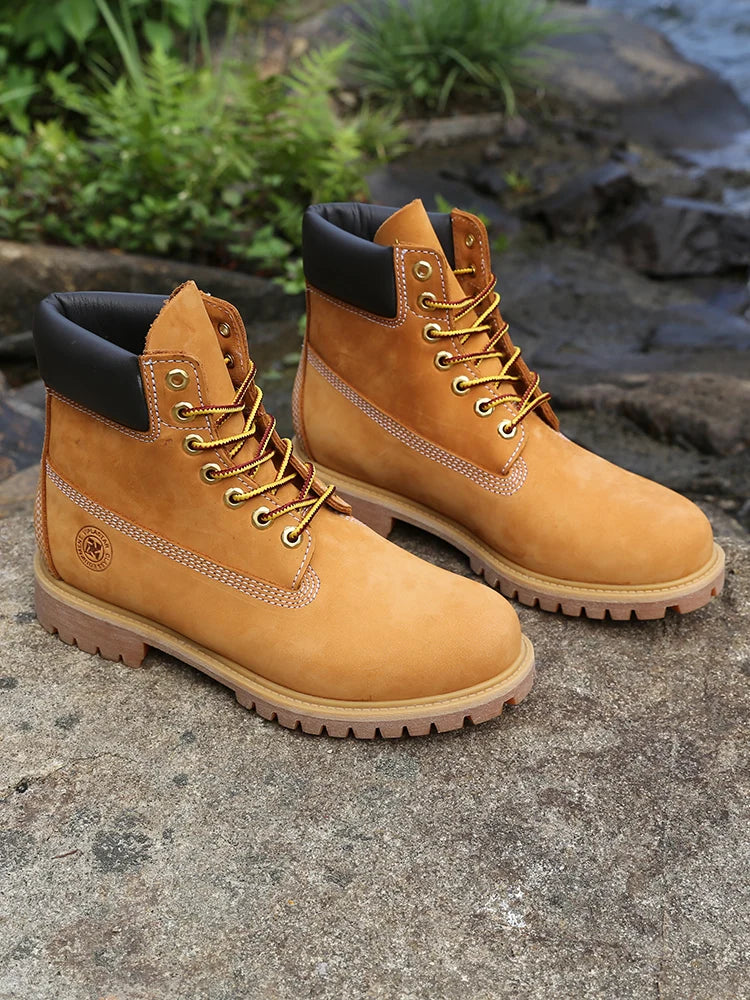 New Work Boots Men's Original Comfy Shoes Outdoor Hiking Leather Casual Shoes For Men Basic Boots Waterproof Yellow Boots