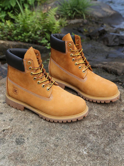 New Work Boots Men's Original Comfy Shoes Outdoor Hiking Leather Casual Shoes For Men Basic Boots Waterproof Yellow Boots