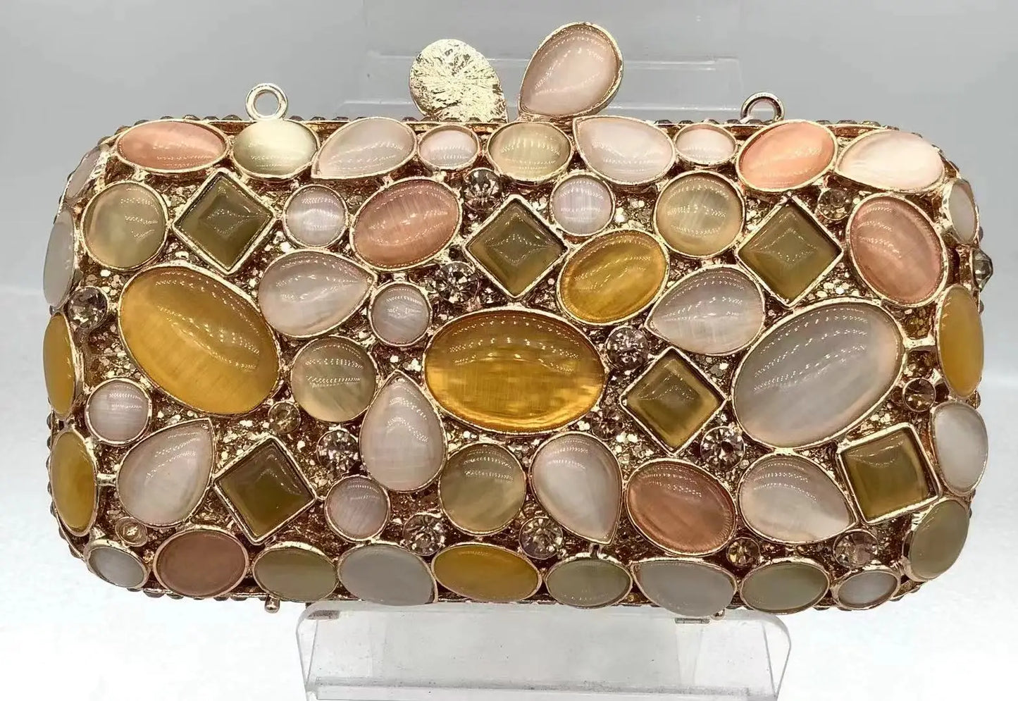 Natural Rhinestone Handmade Clutch Women Wedding Party Cocktail Evening Bag Colorful Diamond Handbag Fashion Yellow Purse