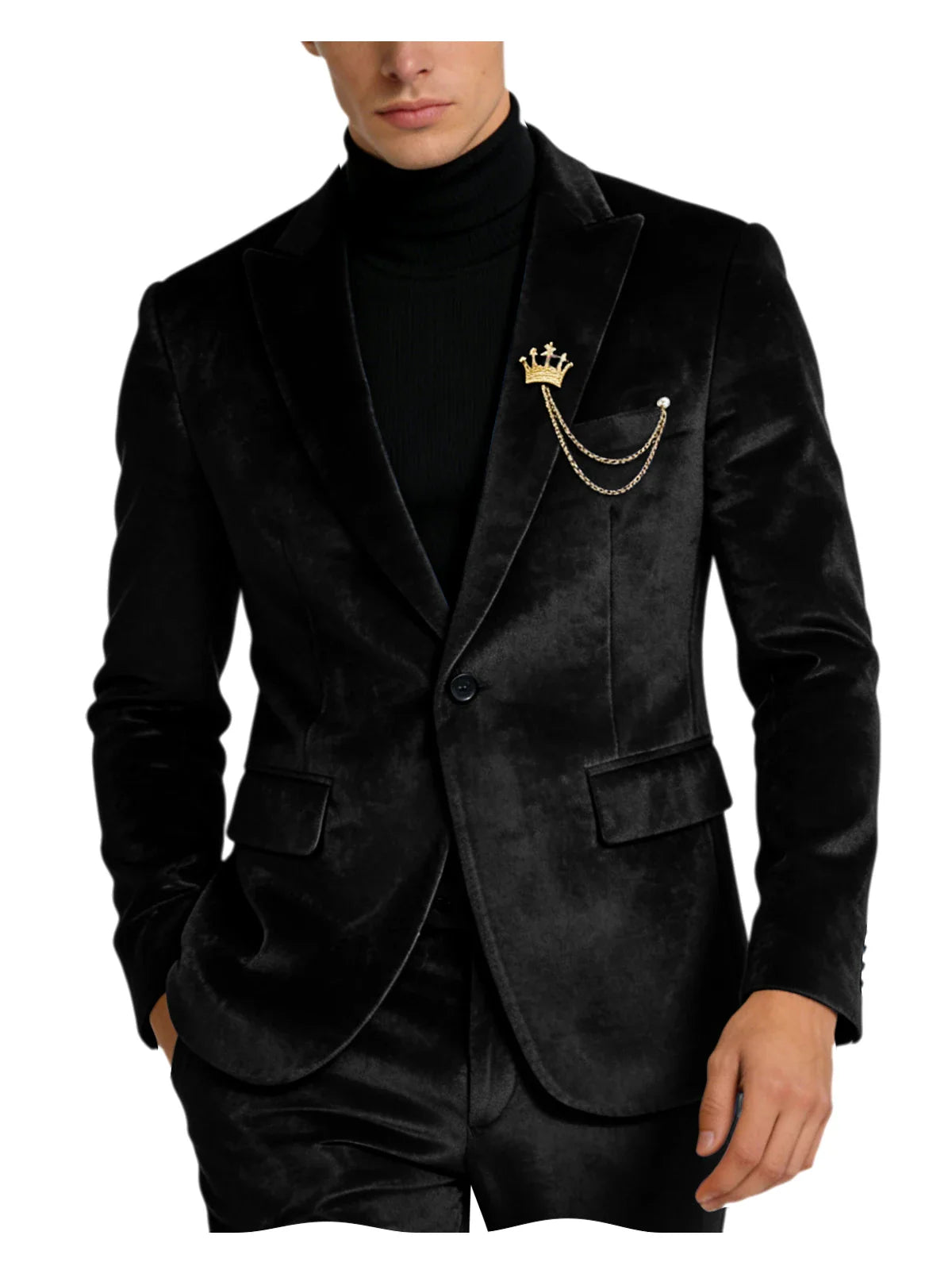 Men's Teal Velvet Blazer 1 Button Single Breasted Slim Fit Formal Wedding Party Suit Jacket