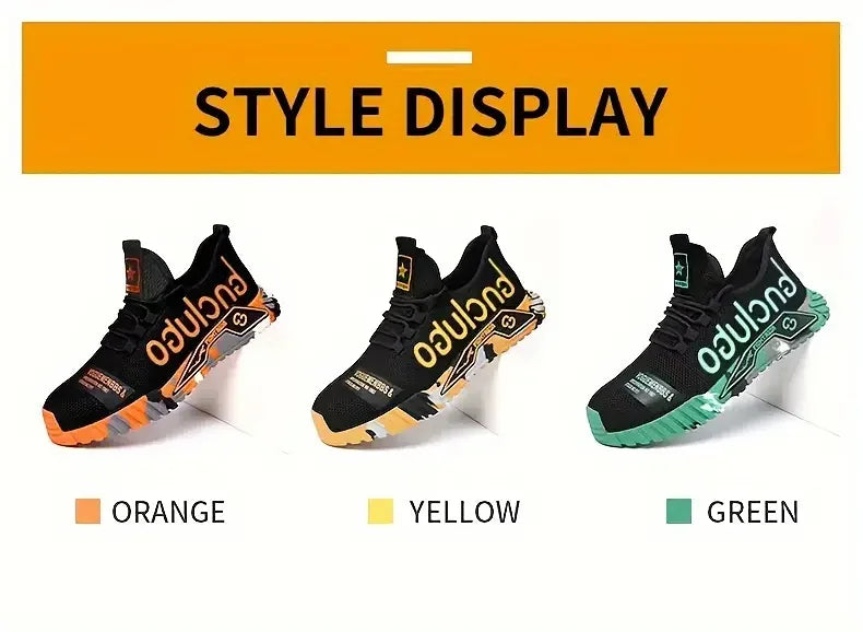 Steel Toe Work Shoes Men's Anti-Smash Anti-Puncture Safety Shoes Comfortable Breathable Steel Toe Safety Shoes for Men Non Slip
