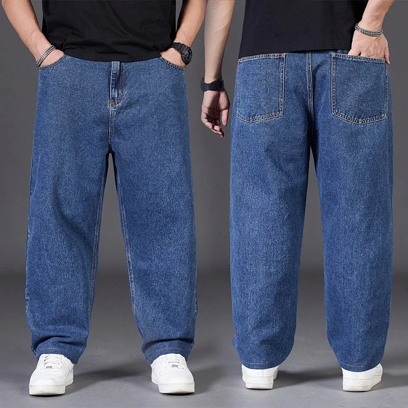 Big Size Jeans Men Good Quality Large Size Jumbo Long Loose Pants Plus Size Loose Jeans Men Wearable Seasons Denim Baggy Jean