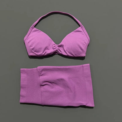 2 Piece Yoga Sets Women  Low Waist Seamless Push Up Bra Scrunch Butt Lift No Digging Comfortable Gym Running Tracksuits
