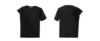 T-shirt 2026 Summer New O-Neck Moisture-Wicking Cotton Tee Asymmetric Lace Loose Short Sleeve T-shirts For Women 12642023