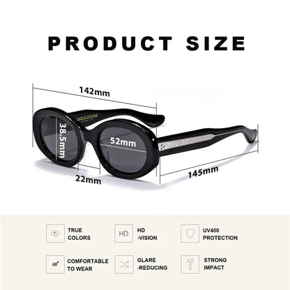 Top Quality Handmade Oval Acetate Men Women Vintage Sunglasses New Exquisite Design Sunglasses Outdoor UV400 Luxury Sunglasses