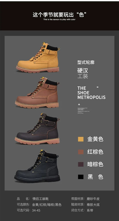 Genuine Leather Mens Women Winter Ankle Military Treking Snow Yellow Tactical Boots Outdoor for Men Work Shoes Sneakers