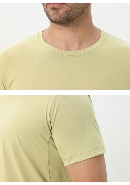 2026 Men Short Sleeves Running T-Shirts Quick Dry Sport T-Shirts Fitness Gym Running Shirts Breathable Round Collar Sportswear