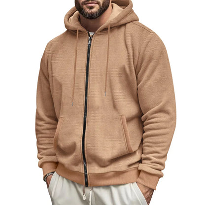 New Men's Sweater Coat Fall Winter New Composite Velvet Zipper Cardigan Casual Hooded Sweatshirt Sweater Fashion Men's Clothing