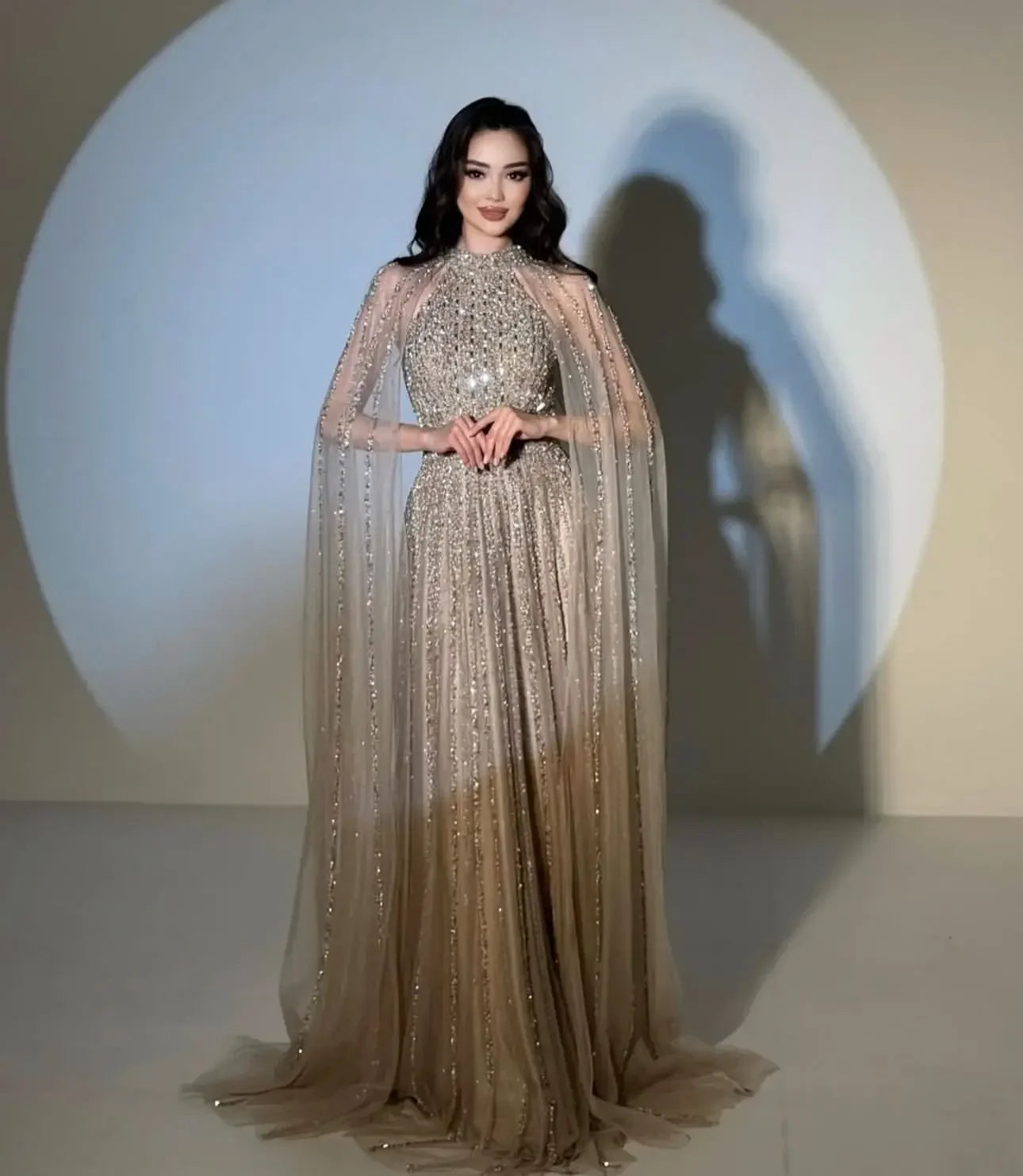 Customized Elegant Prom Dresses Off Shoulder Long Sleeves O-Neck Evening Dresses Robes De Party Dresses