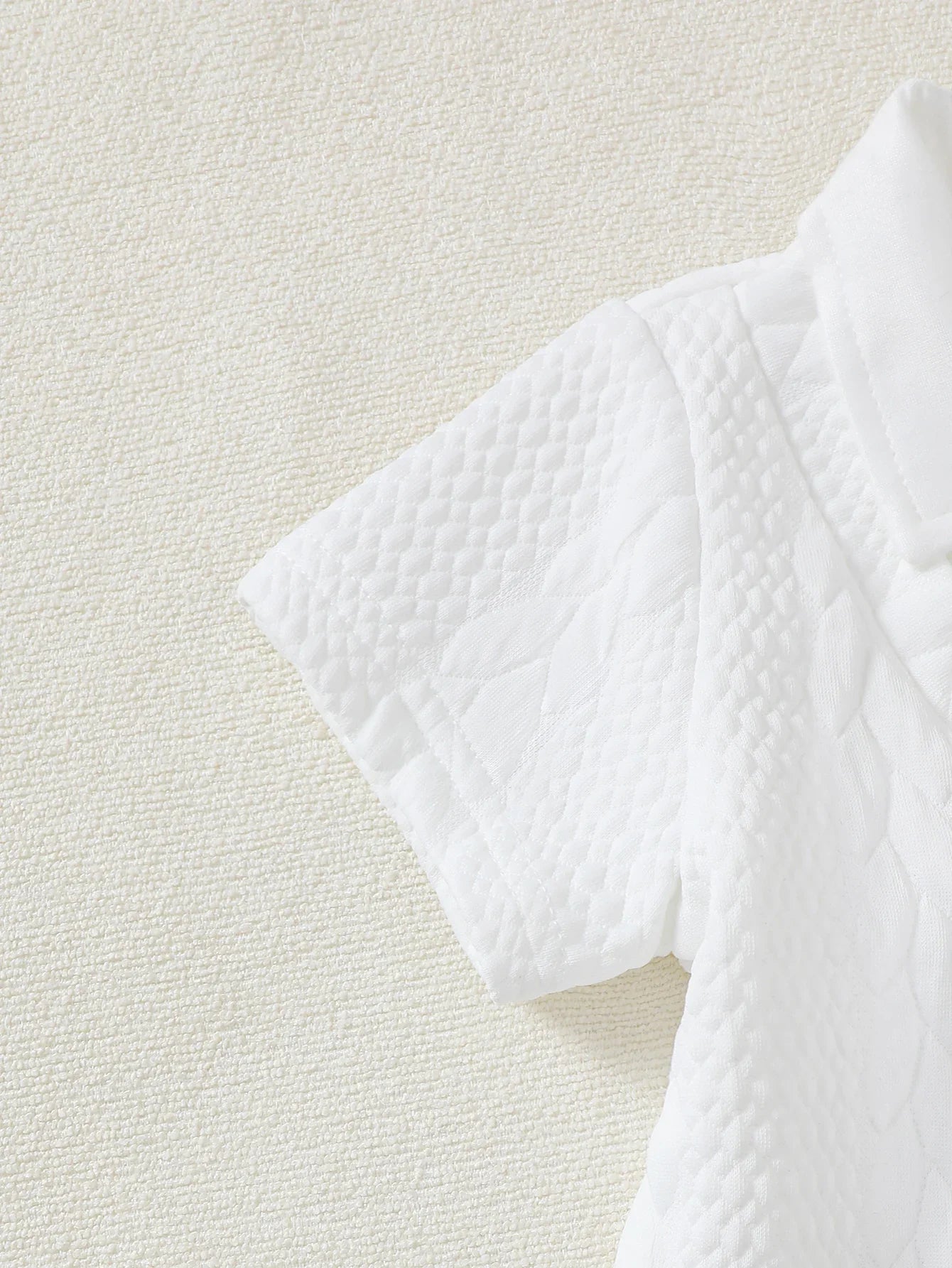 Baby Boy Gentleman 2-Piece Set: Knitted Silk Cotton Texture Polo Shirt & Elastic Waist Shorts, Comfortable for Spring Summer