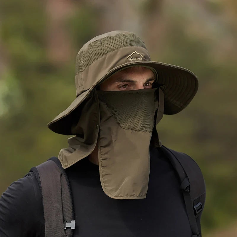 Fisherman's hat, male sun hat, summer outdoor quick drying sun hat, fishing breathable sun hat, female face mask hat
