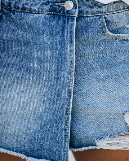 New Summer New Women Ripped Repaired Denim Shorts High Waist Bodycon Distressed Hole Bottoms Casual Pockets Sexy Short Jeans