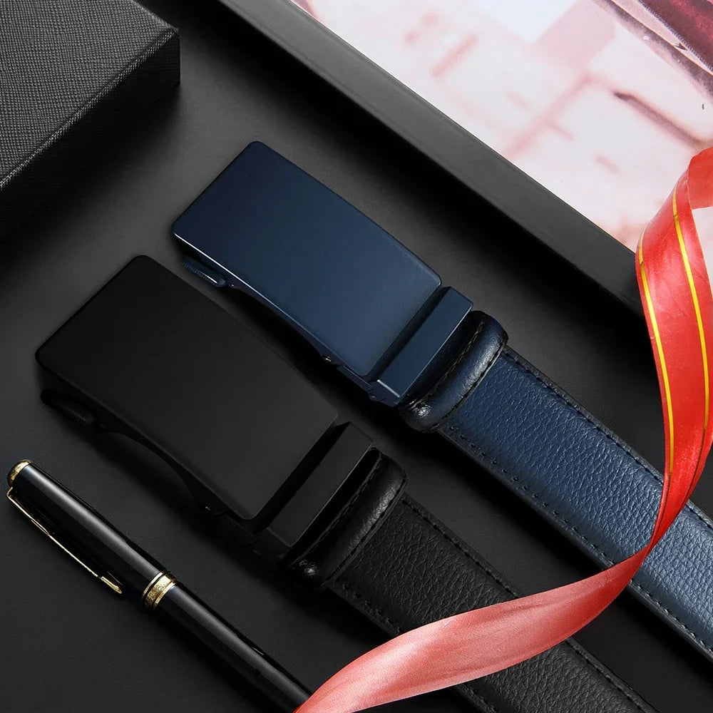 Men's Business Belt Leather Classic Alloy Buckle High Quality Casual Fashion Ratchet Adjustable Belt Cowboy Punk Casual Belt
