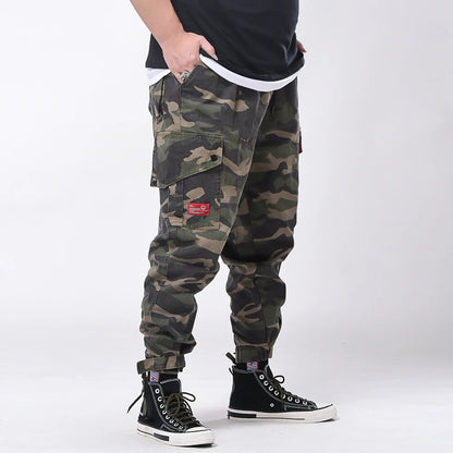 Big Size Men's Cargo Pant Elastic Waist Cotton Jogger Trouser Male Camouflage Loose Spring Pocket Extra Large Plus Baggy Hip Hop