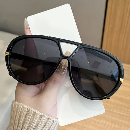 Cycling Trendy Women Square Twin Bridge Pilot Sunglasses New Luxury Designer Shades Outdoor Driving Travel Female Sun Glasses