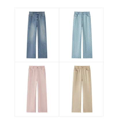Semir Jeans Women Elastic Waist Long Trousers 2025 New Summer Version Cool Feeling Wide-leg Trousers
