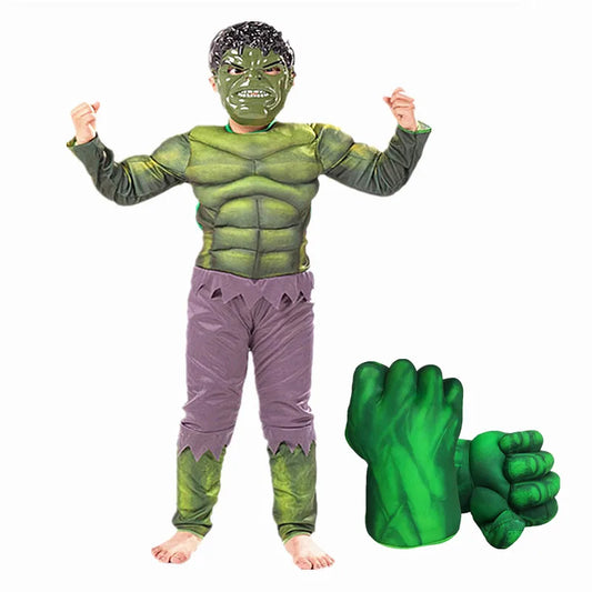 3-12Y Kids Superhero Costume  Jumpsuit Halloween Mask Party with Gloves Cosplay Suit for Boys Girls Holiday Celebration