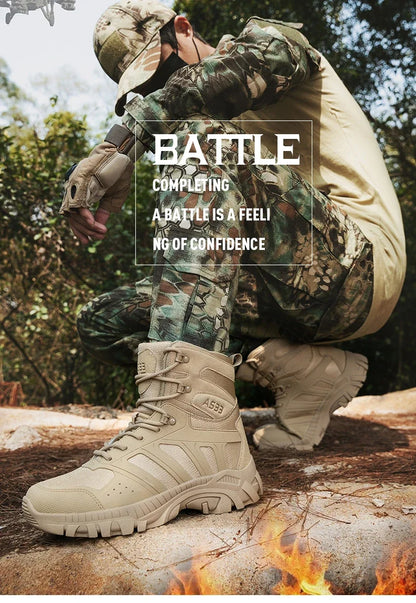 Men Tactical Boots Lace Up Desert Military Work Ankle Hiking Shoe Climbing Shoe Army Boot Unisex Size Plus Male Brand Waterproof